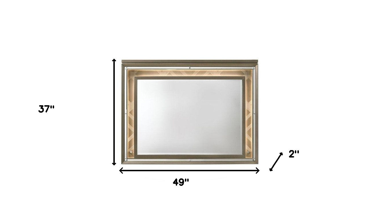 37" Champagne Lighted Wood Framed Mounted Dresser Mirror - Bed & Bath