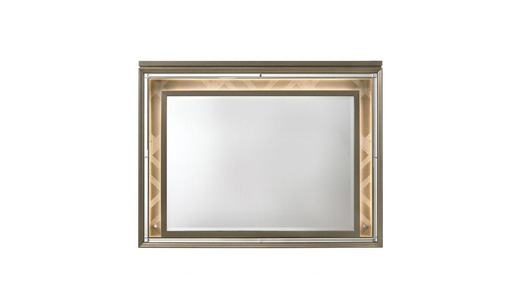 37" Champagne Lighted Wood Framed Mounted Dresser Mirror - Bed & Bath