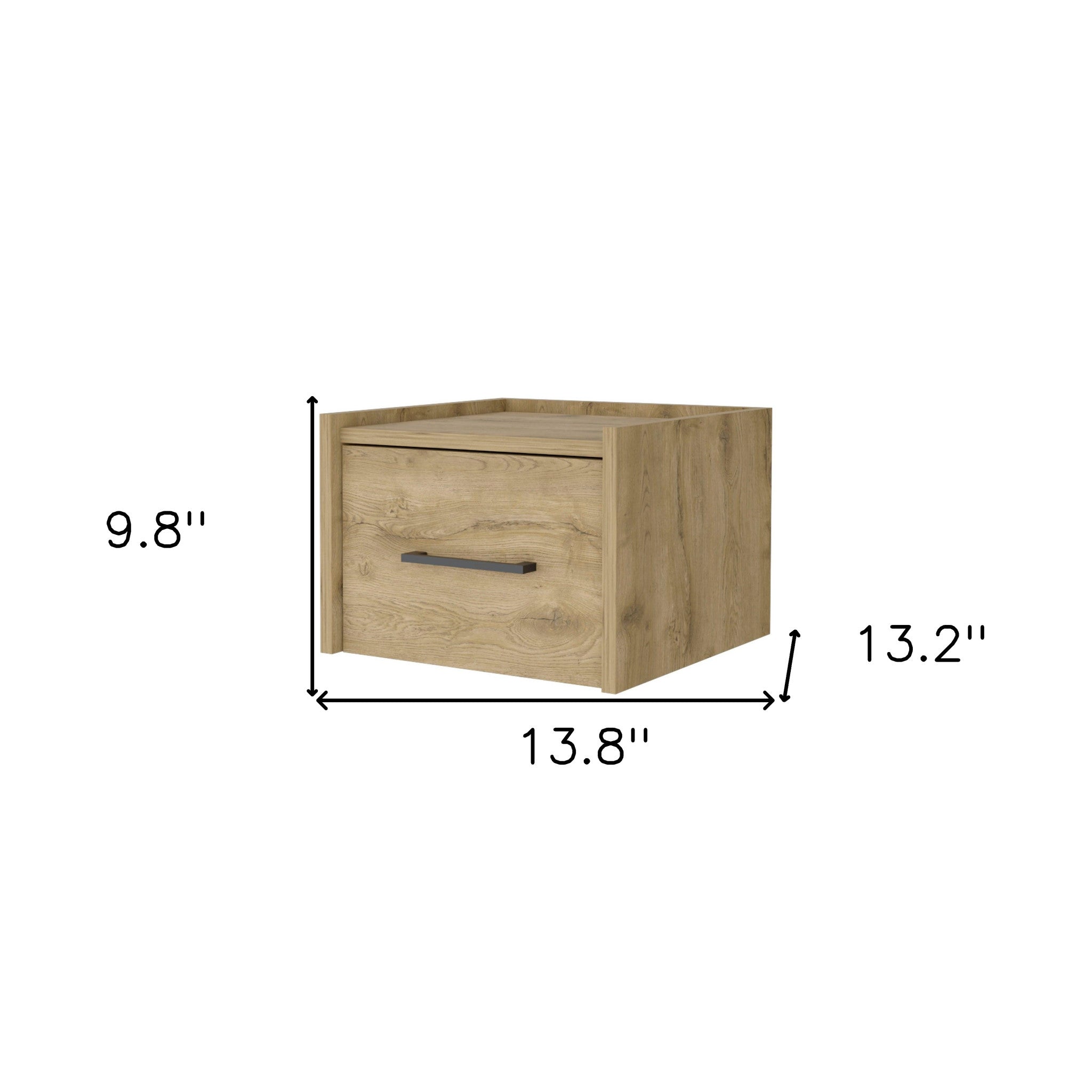 10" Beige One Drawer Faux Wood Floating Nightstand - GreatEagleInc