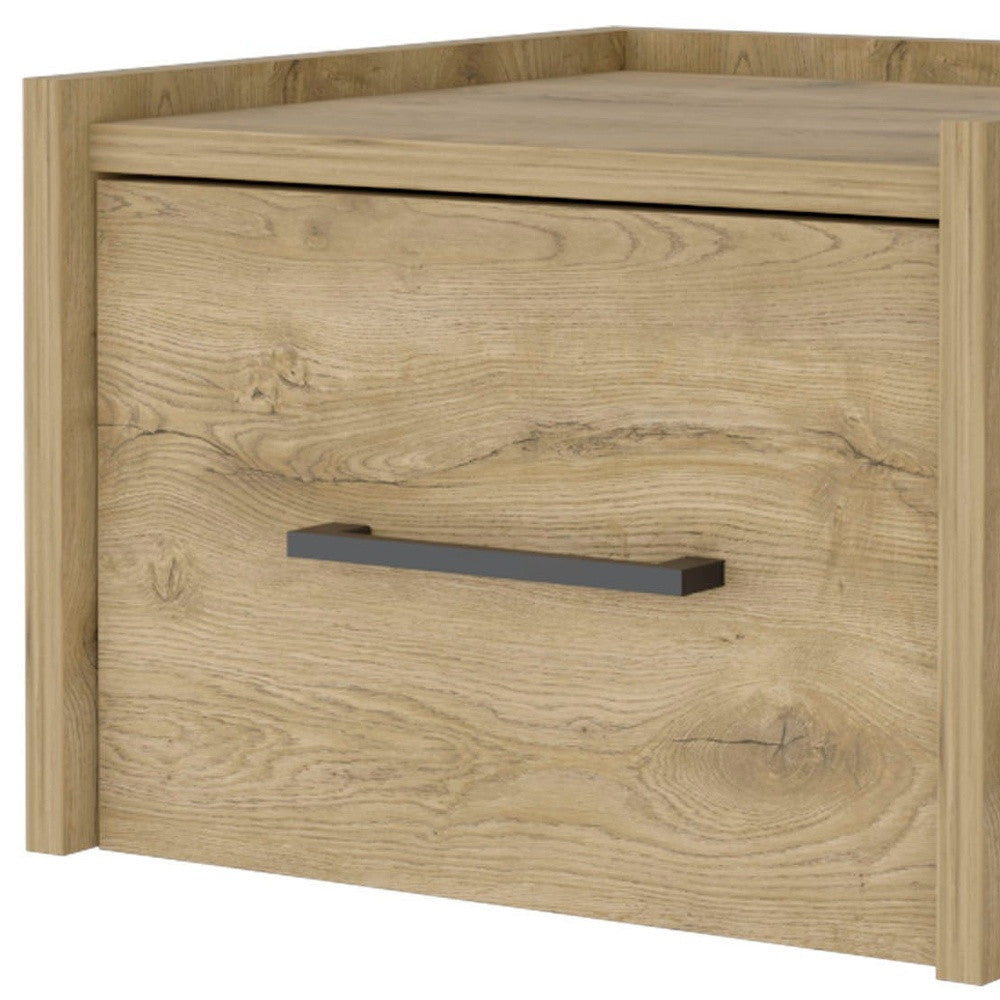 10" Beige One Drawer Faux Wood Floating Nightstand - GreatEagleInc