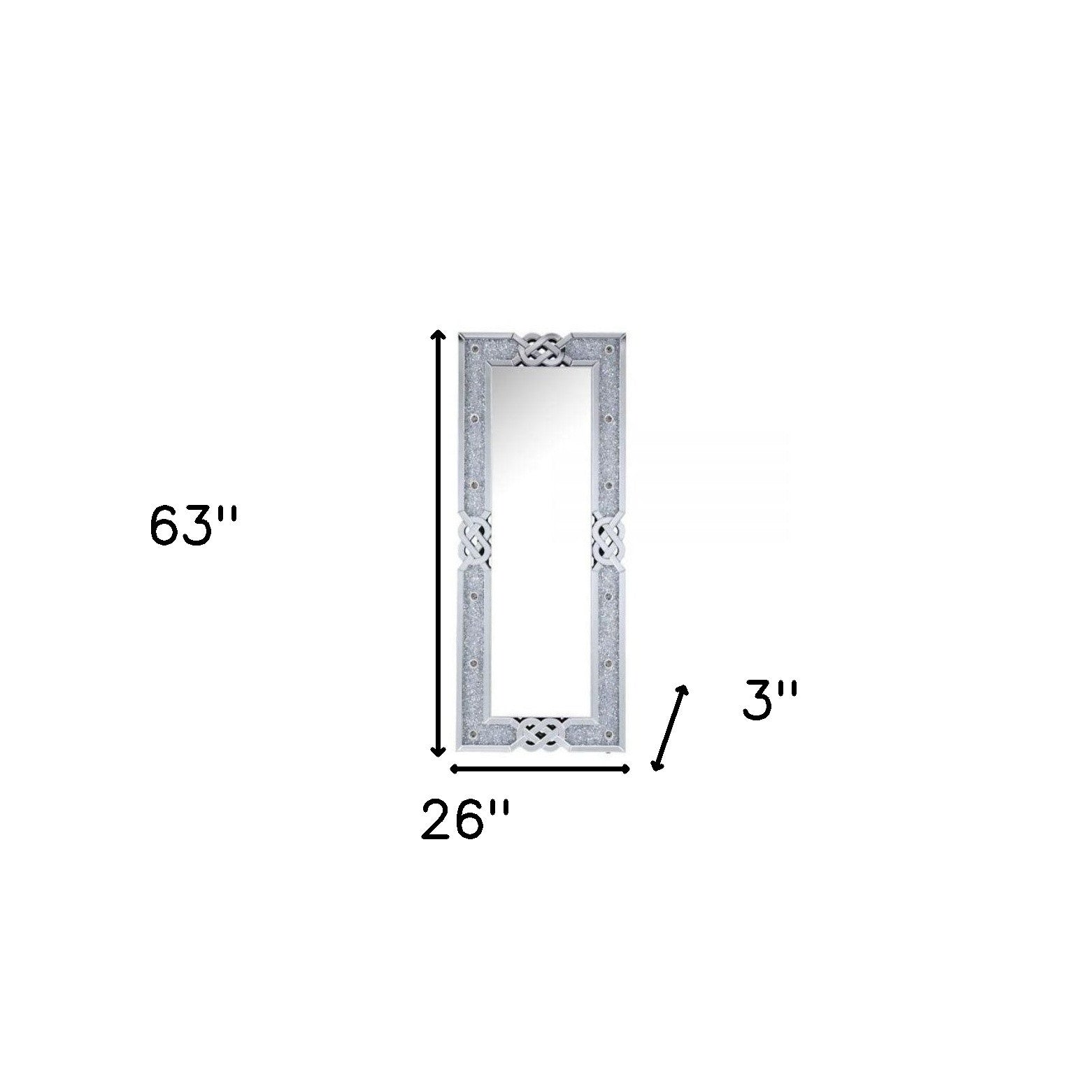 63" Mirrored & Faux Diamonds Lighted Irregular Accent Mirror - Home Decor