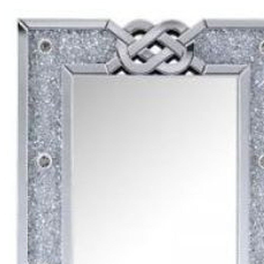 63" Mirrored & Faux Diamonds Lighted Irregular Accent Mirror - Home Decor