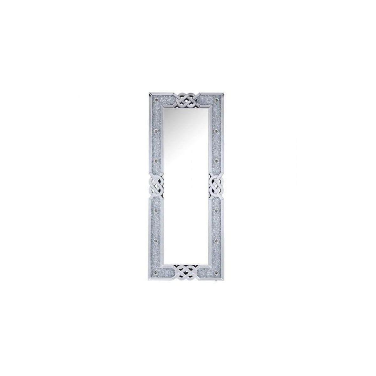 63" Mirrored & Faux Diamonds Lighted Irregular Accent Mirror - Home Decor