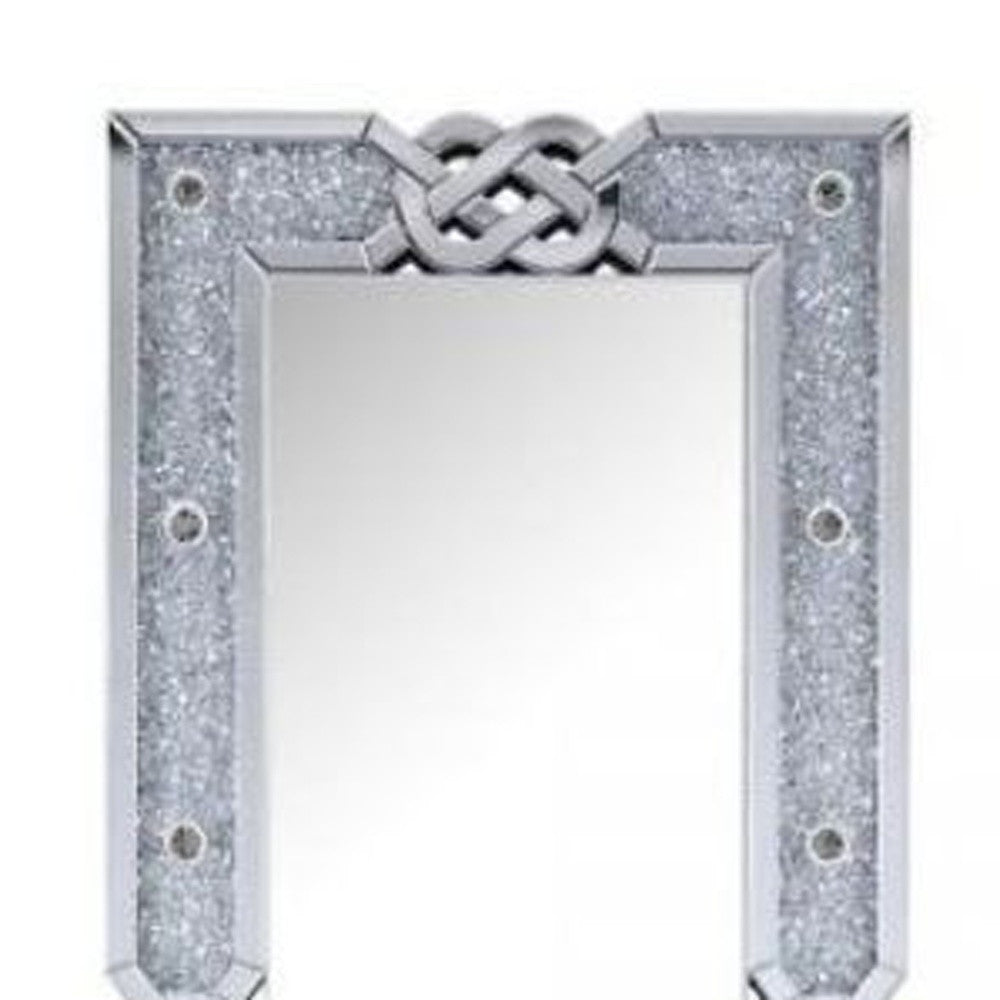 63" Mirrored & Faux Diamonds Lighted Irregular Accent Mirror - Home Decor