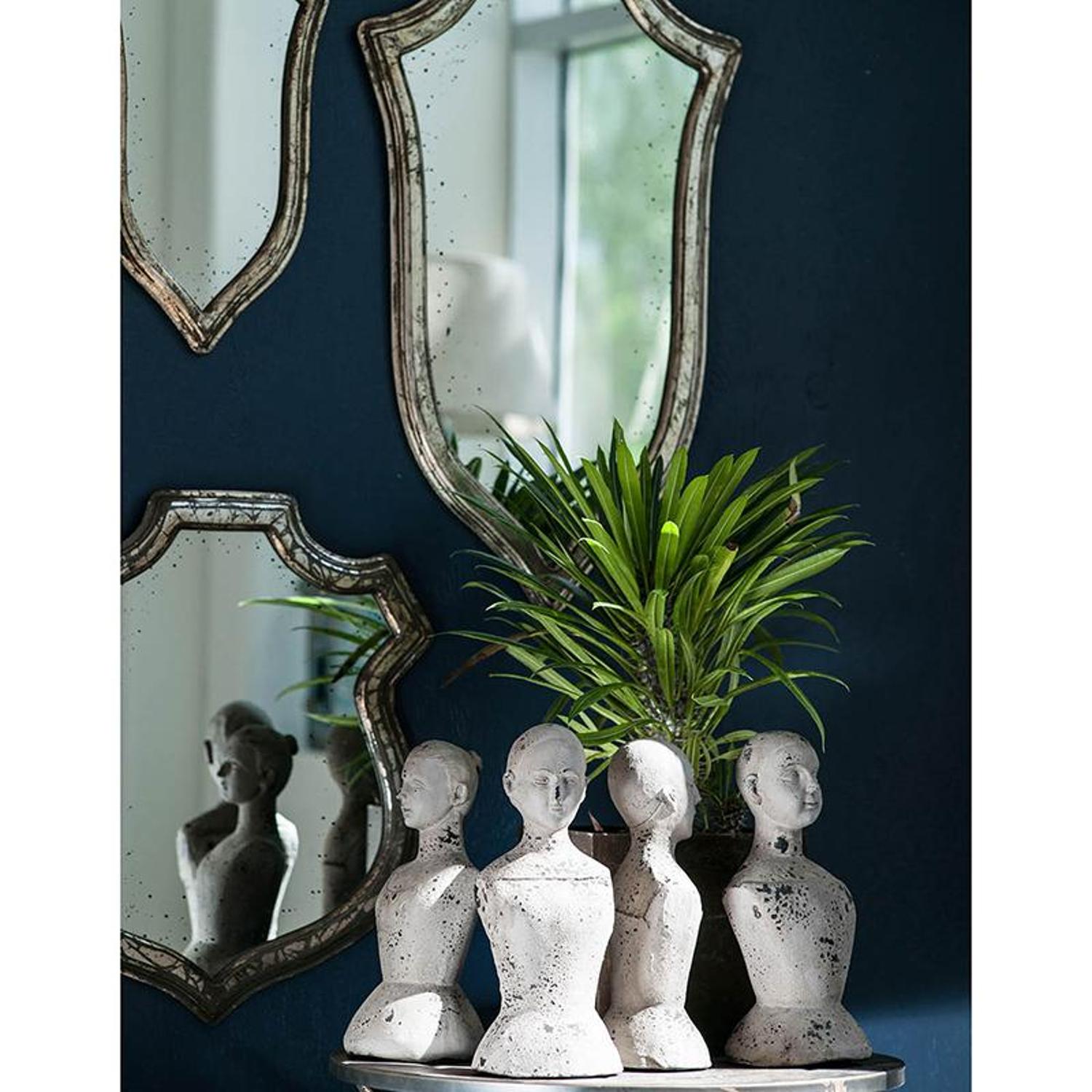 24" Silver Solid Wood Abstract Framed Accent Mirror - Bed & Bath