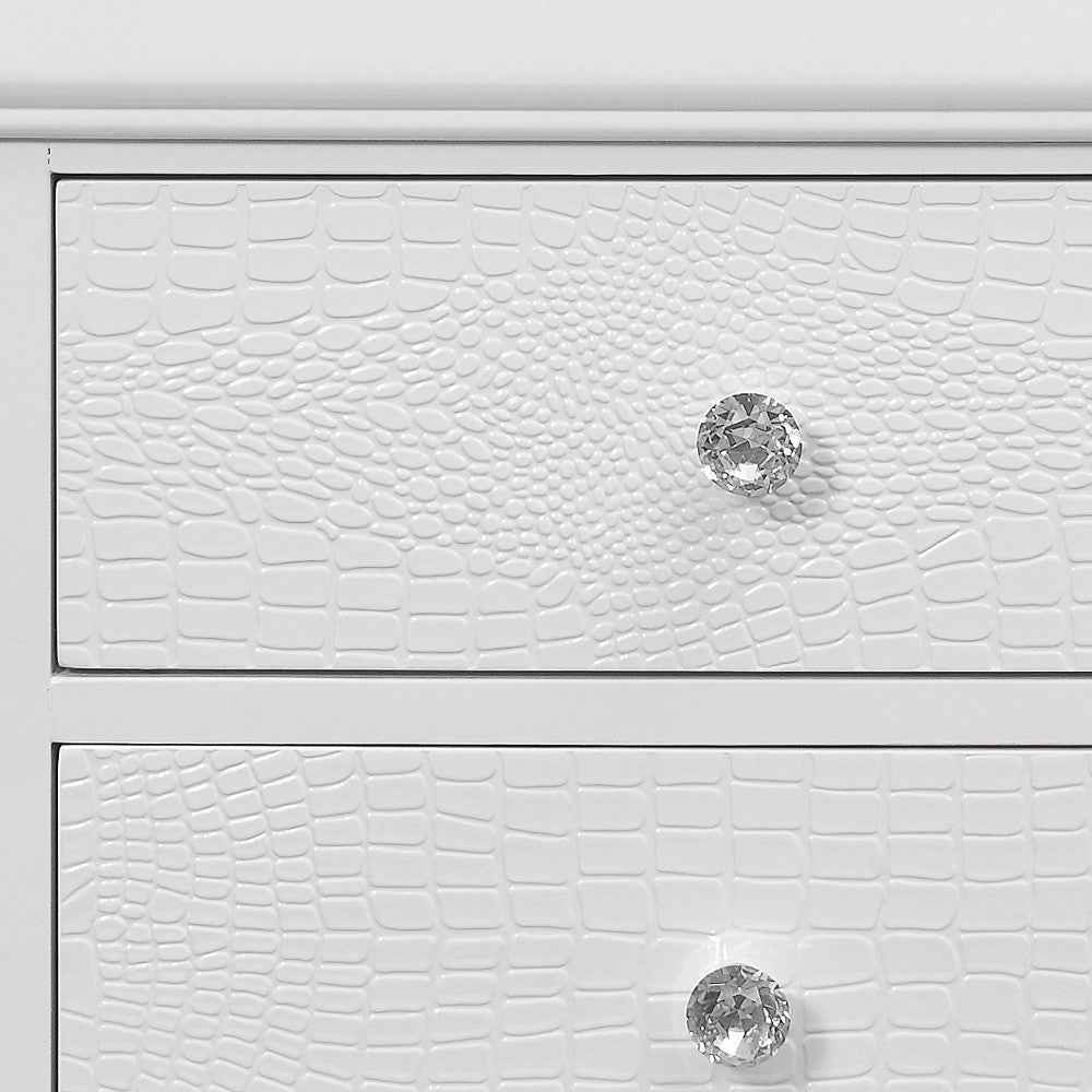 24" White Wood Shagreen Two Drawer Nightstand