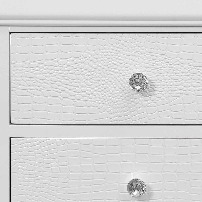24" White Wood Shagreen Two Drawer Nightstand