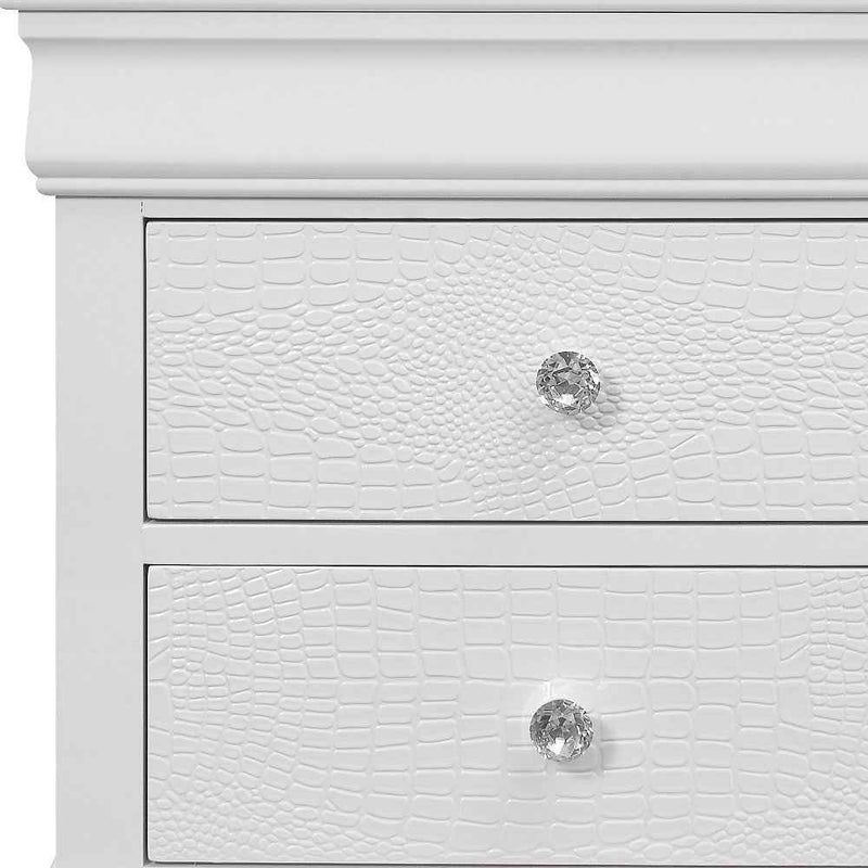 24" White Wood Shagreen Two Drawer Nightstand