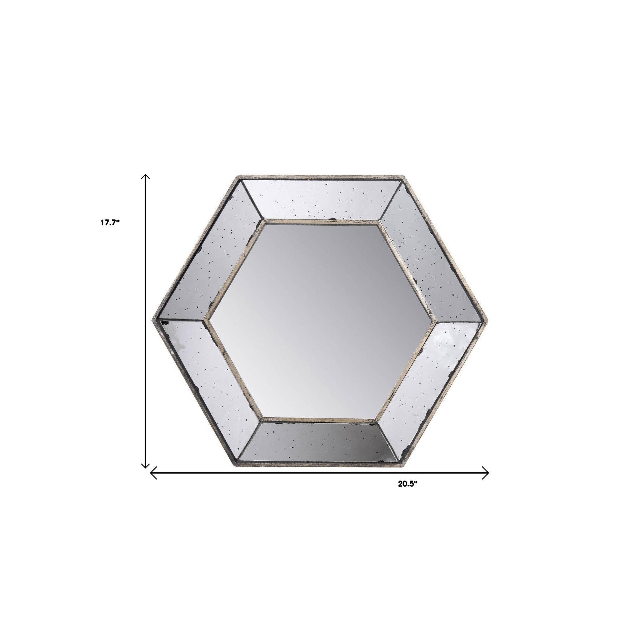 18" Hexagon Wall Mounted Vintage Style Glass Frame Accent Mirror - Bed & Bath
