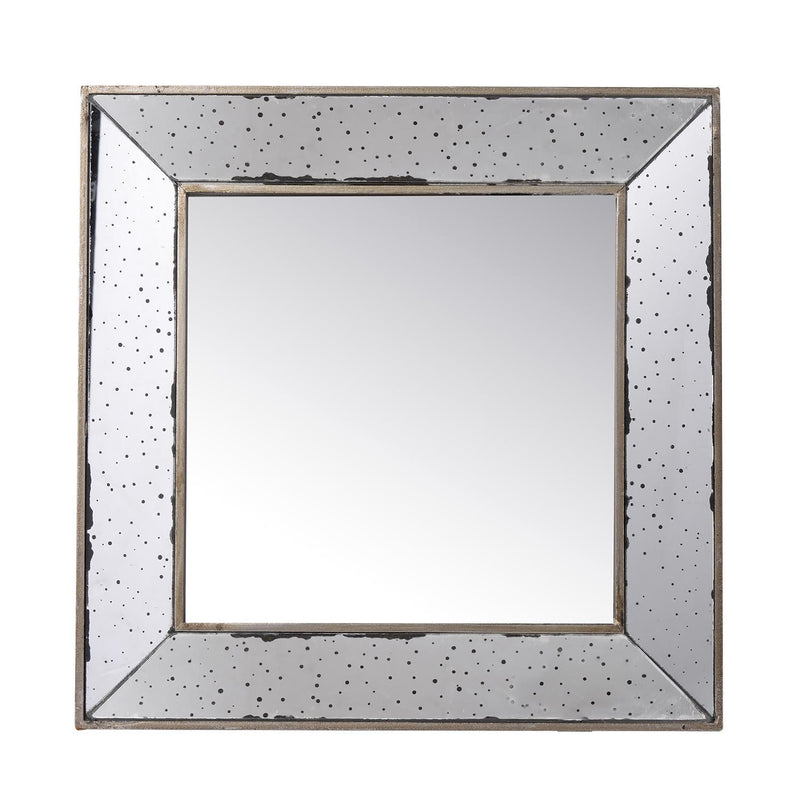 18" Brown Square Metal Framed Antiqued Glass Accent Mirror - Bed & Bath