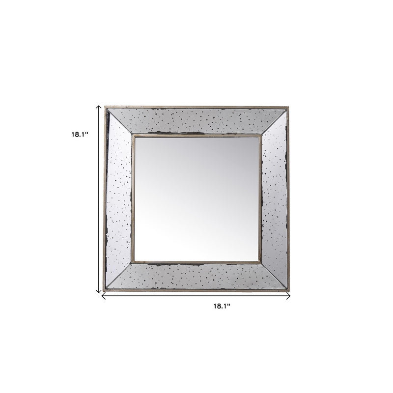 18" Brown Square Metal Framed Antiqued Glass Accent Mirror - Bed & Bath