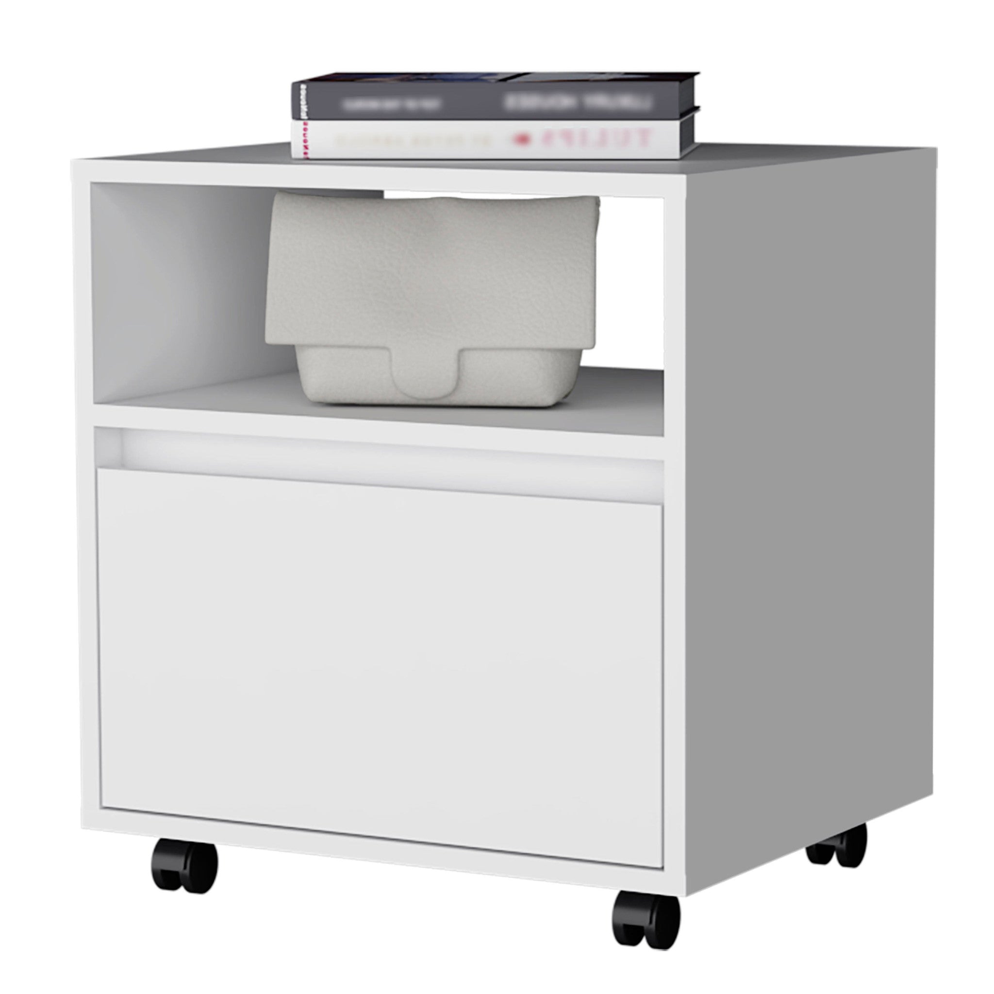 21" White Wood One Drawer Nightstand with Integrated Tech - Bed & Bath