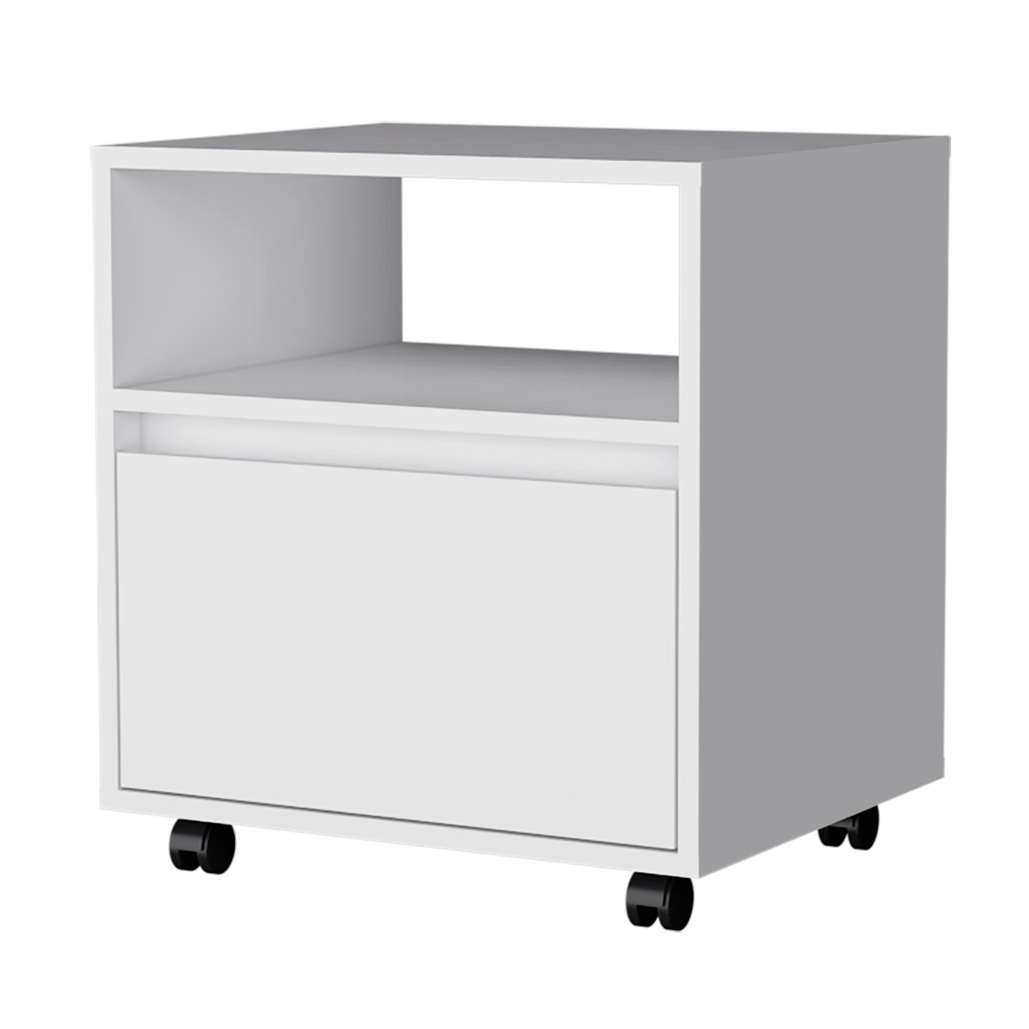 21" White Wood One Drawer Nightstand with Integrated Tech - Bed & Bath