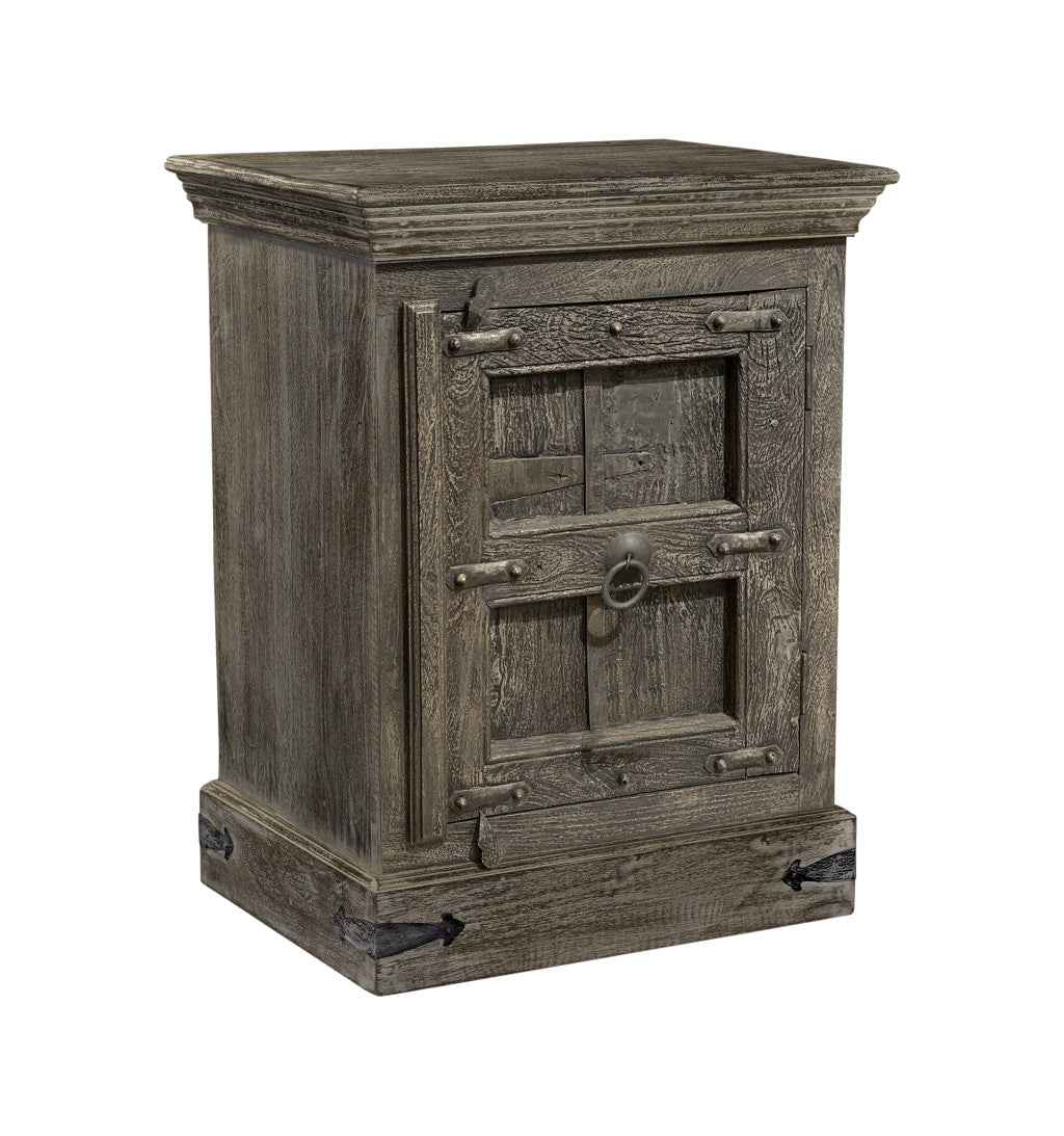 36" Brown Solid Wood Distressed Nightstand
