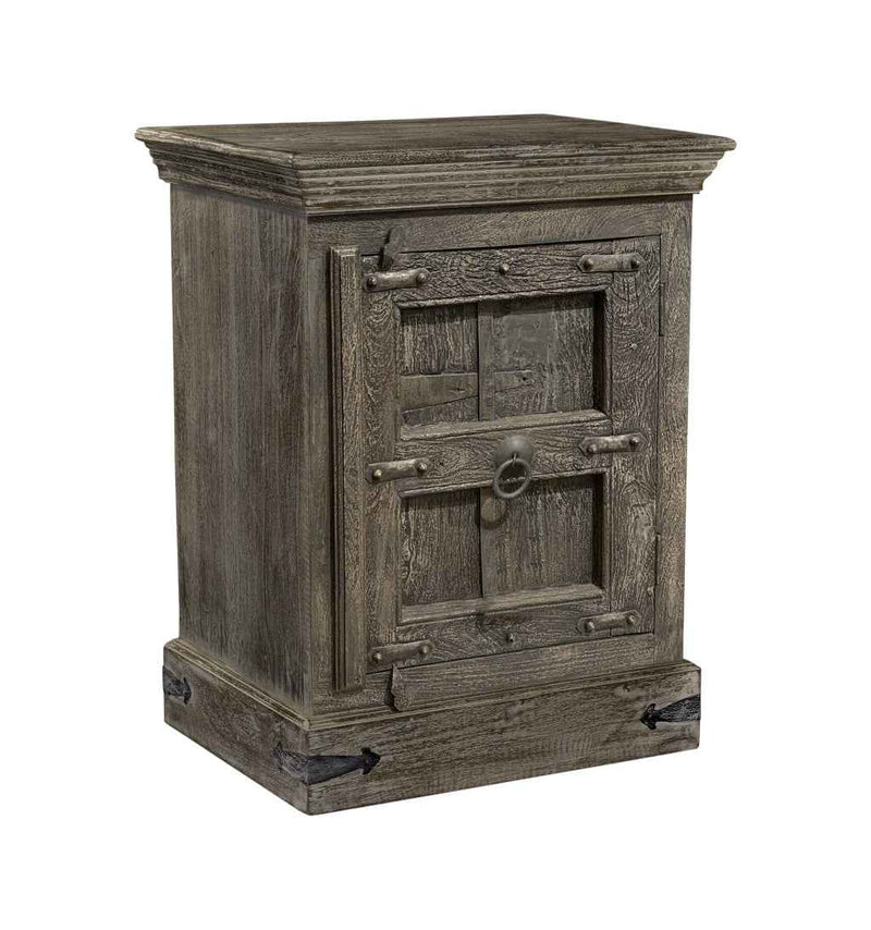36" Brown Solid Wood Distressed Nightstand