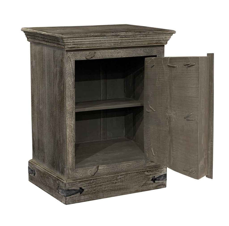 36" Brown Solid Wood Distressed Nightstand