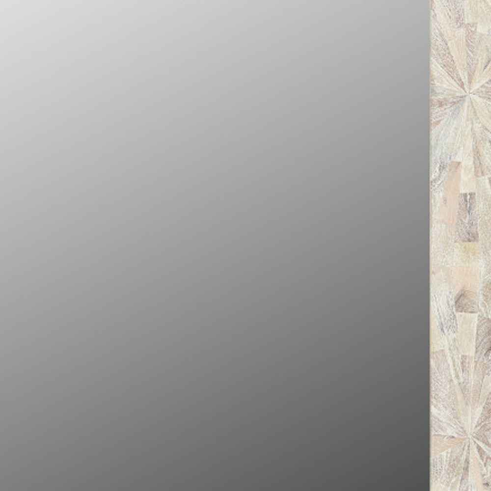 46" White Solid Wood Geometric Starburst Framed Accent Mirror