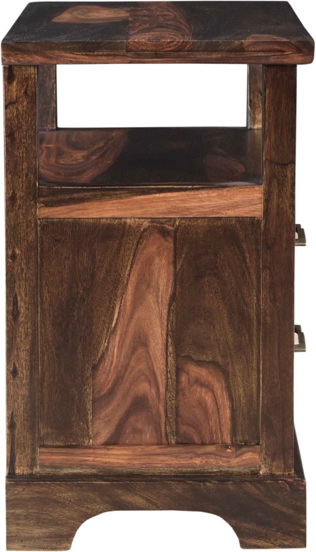 27" Dark Brown Solid Wood Two Drawer Nightstand