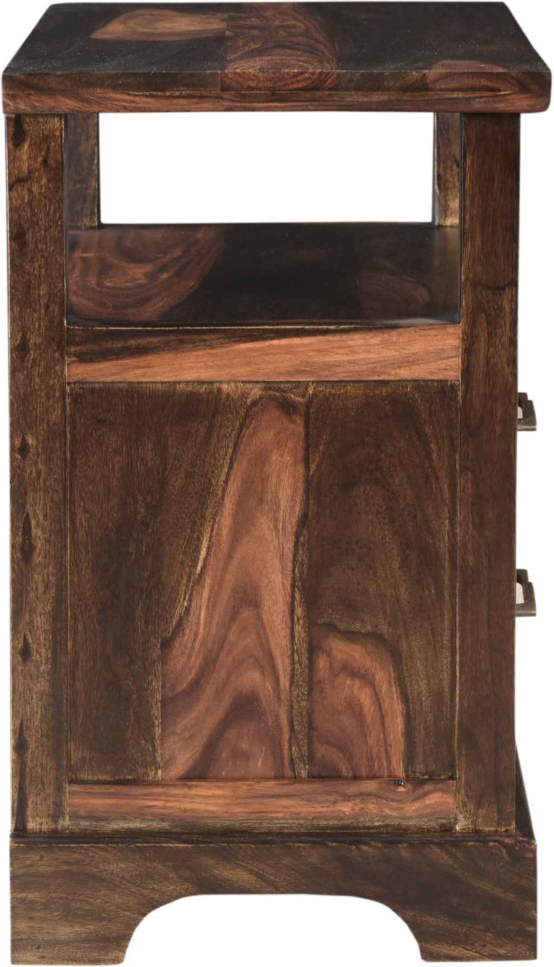 27" Dark Brown Solid Wood Two Drawer Nightstand