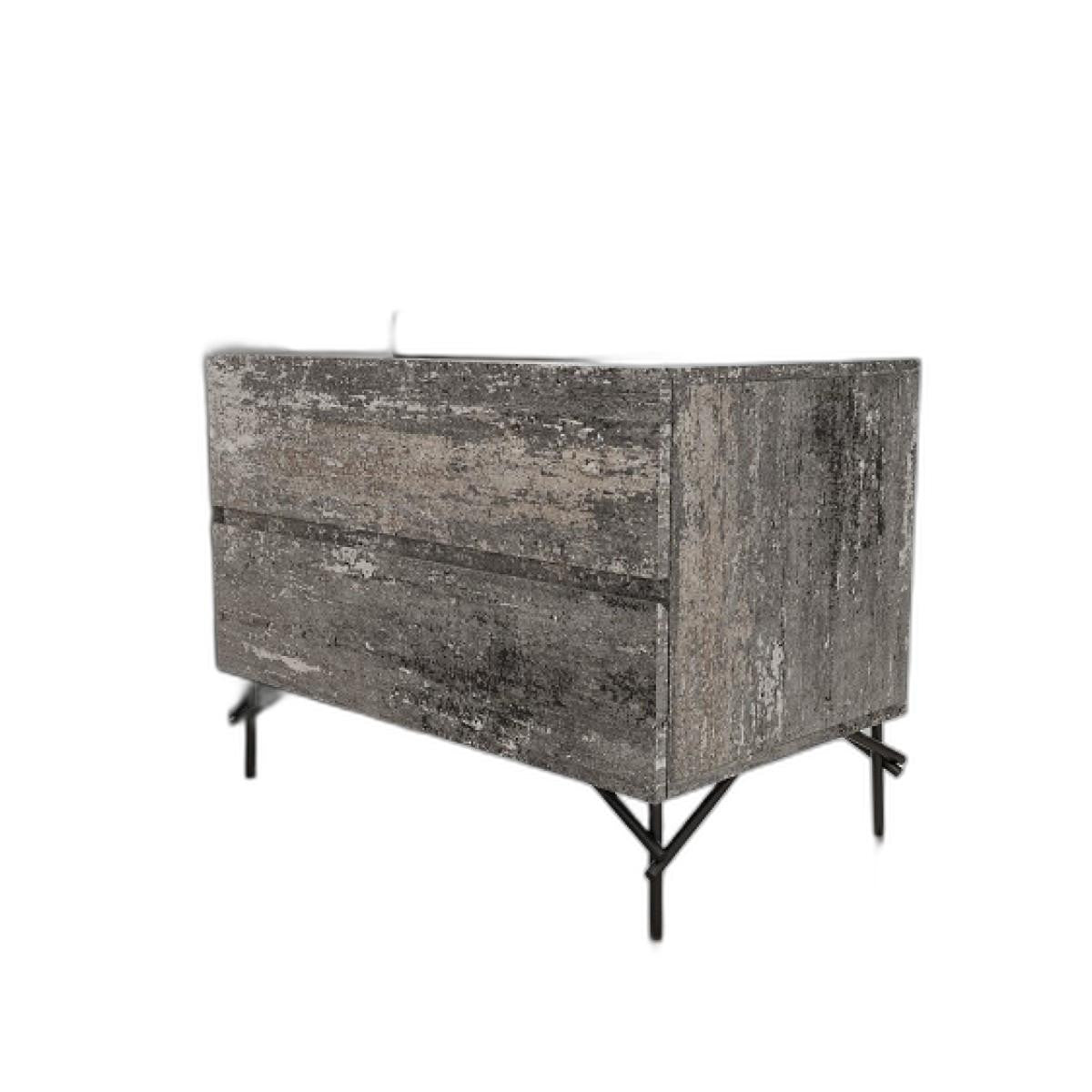 21" Gray Iron and Wood Two Drawer Nightstand - Bed & Bath