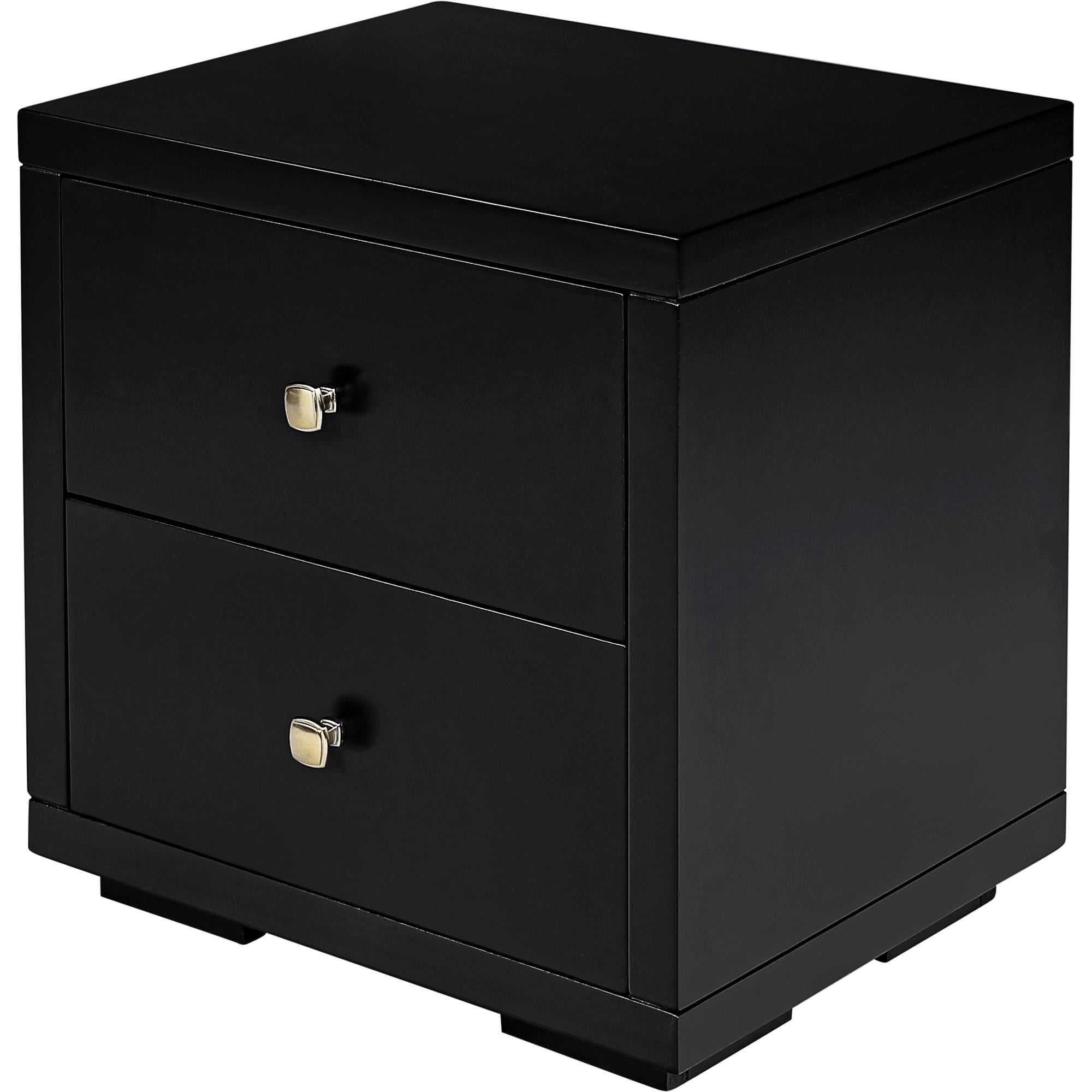 19" Black Solid and Manufactured Wood Two Drawer Nightstand - Bed & Bath