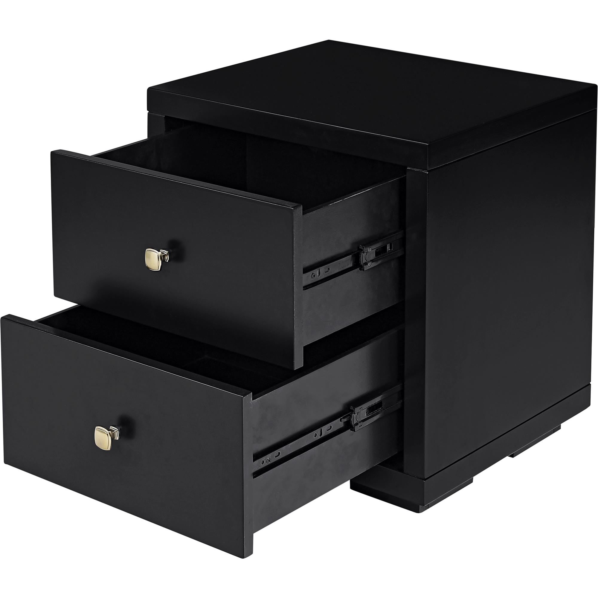 19" Black Solid and Manufactured Wood Two Drawer Nightstand - Bed & Bath