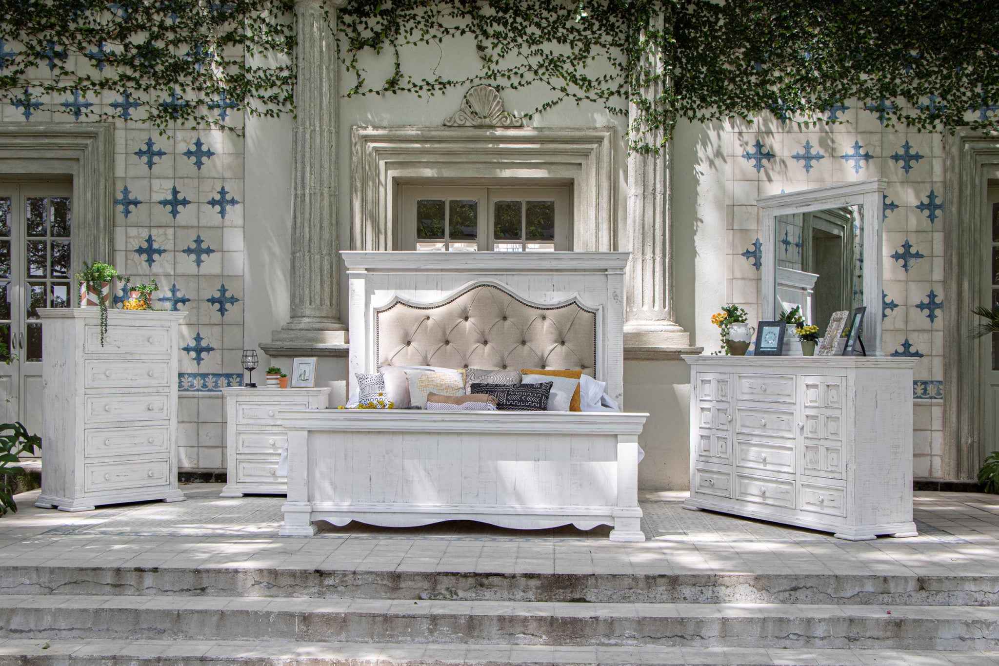 32" White Solid Wood Three Drawer Nightstand