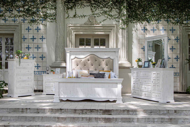 32" White Solid Wood Three Drawer Nightstand