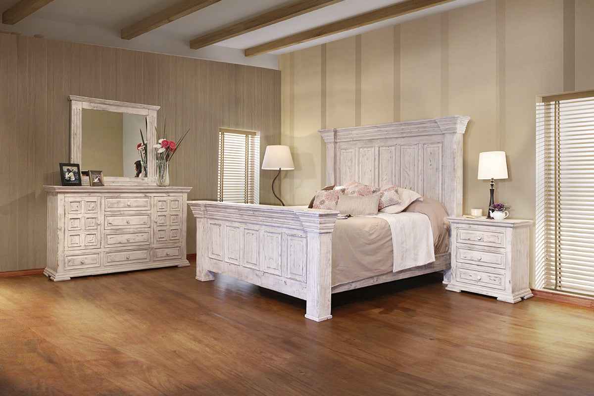 32" White Solid Wood Three Drawer Nightstand