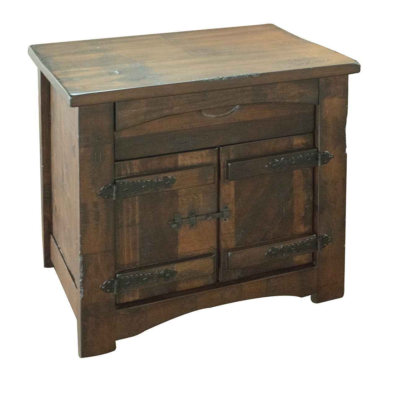 27" Brown Solid Wood One Drawer Nightstand