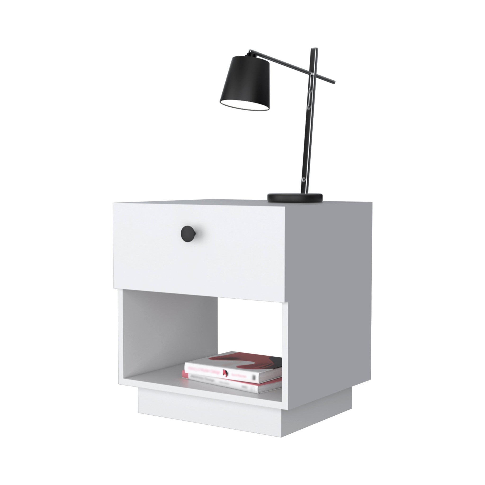 20" White Wood One Drawer Nightstand with Integrated Tech - Bed & Bath