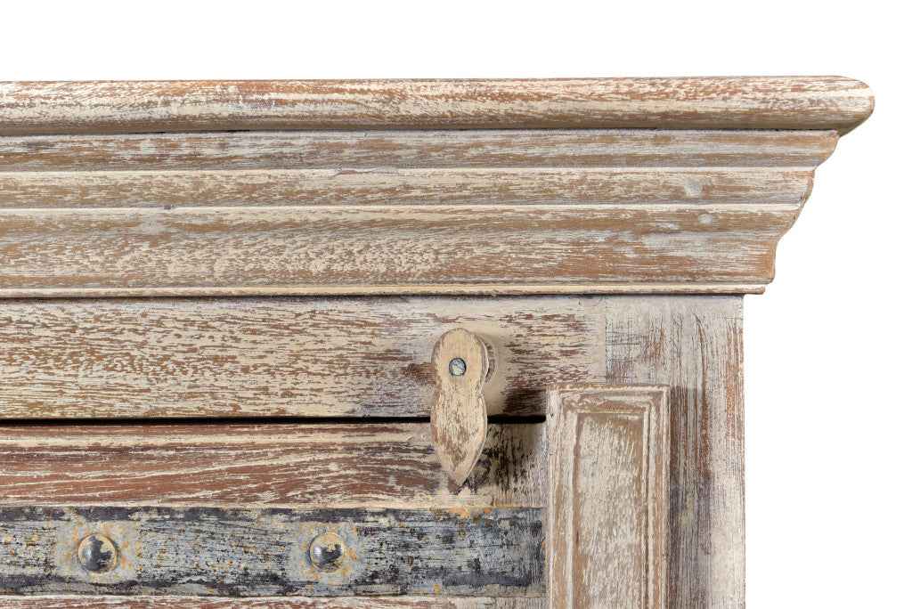 36" White Solid Wood Distressed Nightstand