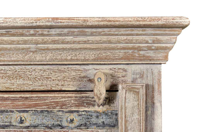 36" White Solid Wood Distressed Nightstand