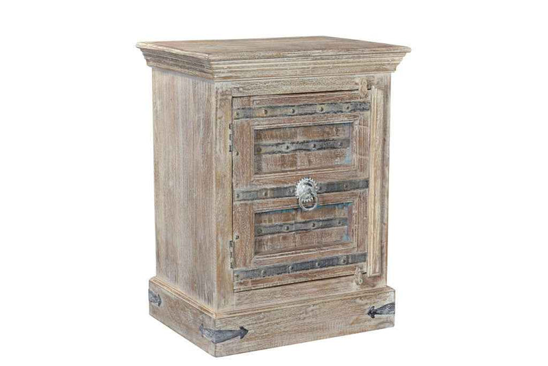 36" White Solid Wood Distressed Nightstand