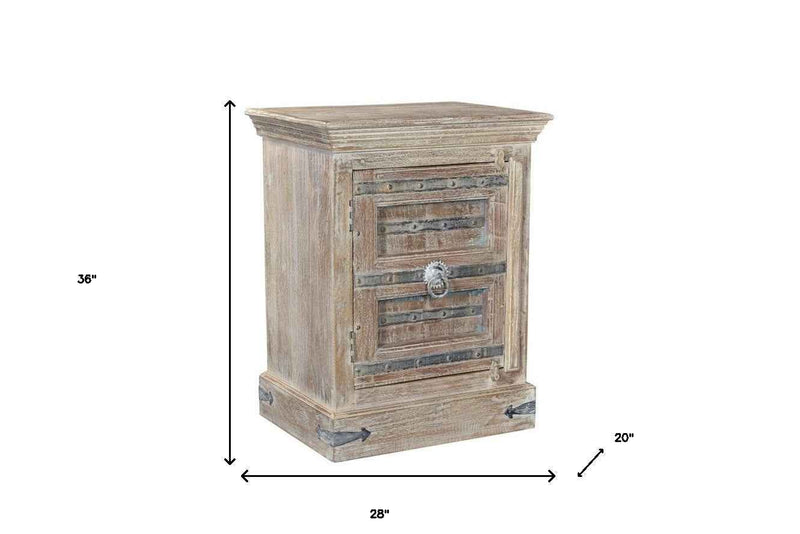 36" White Solid Wood Distressed Nightstand