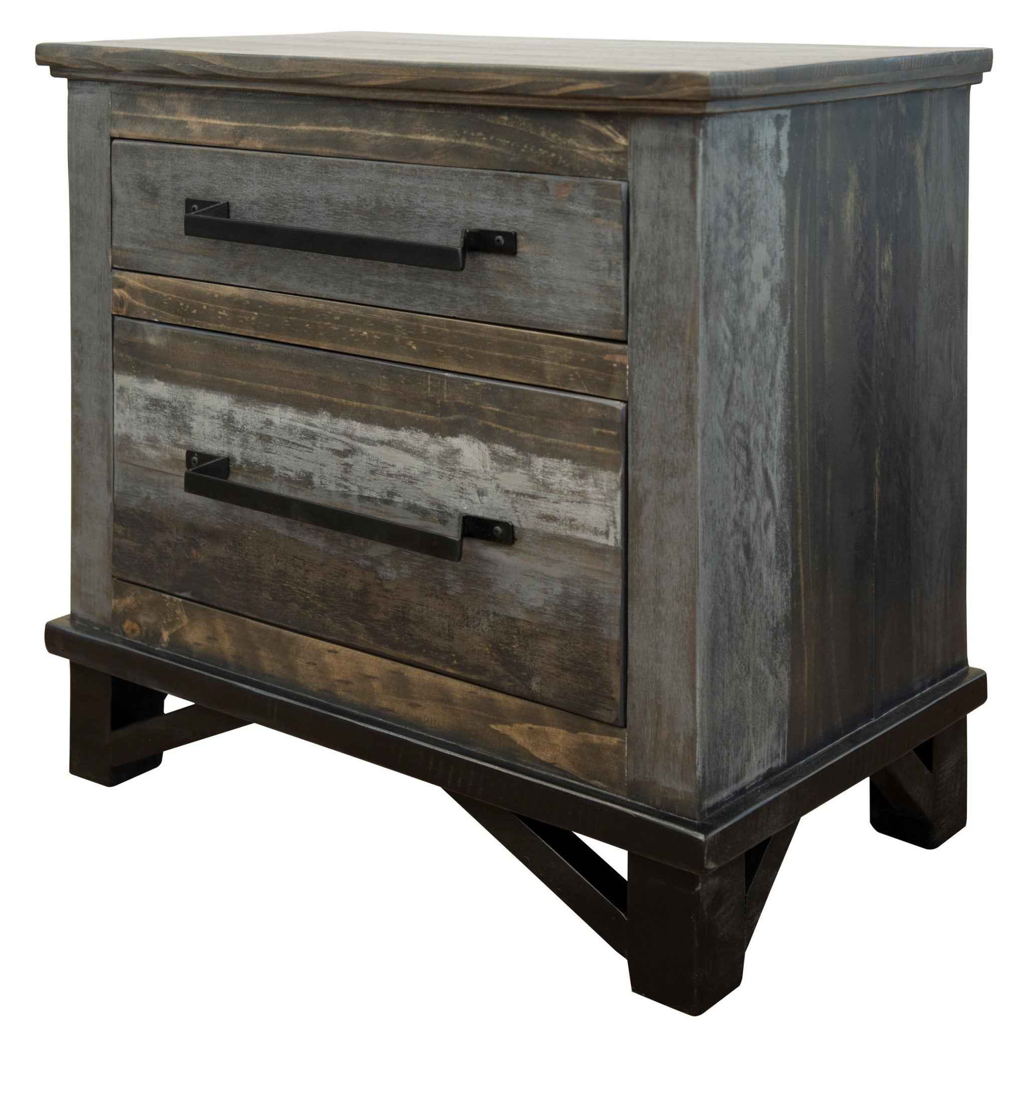 27" Brown Solid Wood Two Drawer Nightstand