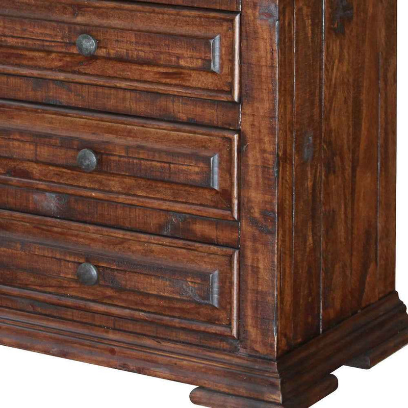 32" Brown Solid Wood Three Drawer Nightstand