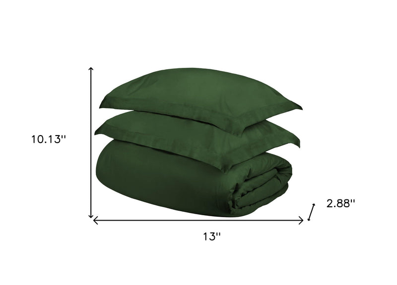 Green duvet cover set with size dimensions: 13" x 10.13" x 2.88"