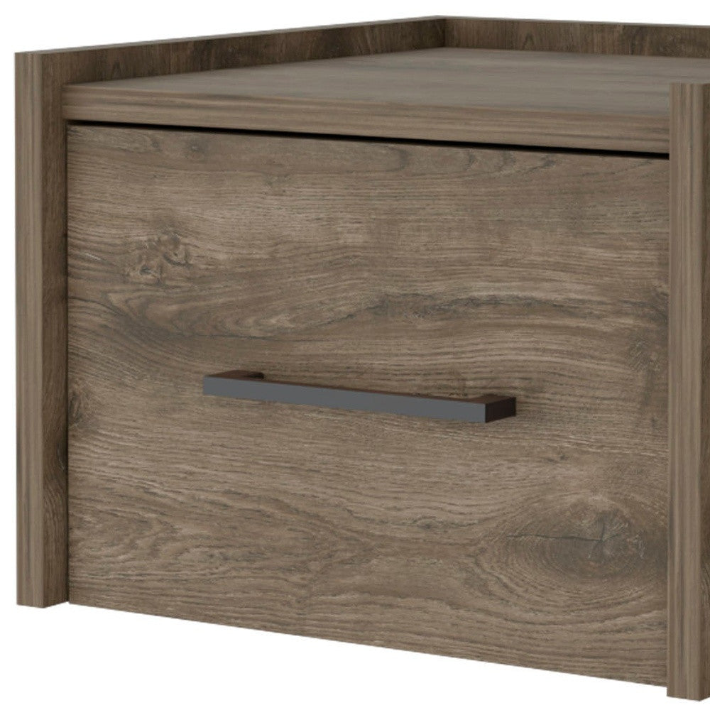 10" Brown Wood One Drawer Floating Nightstand - GreatEagleInc