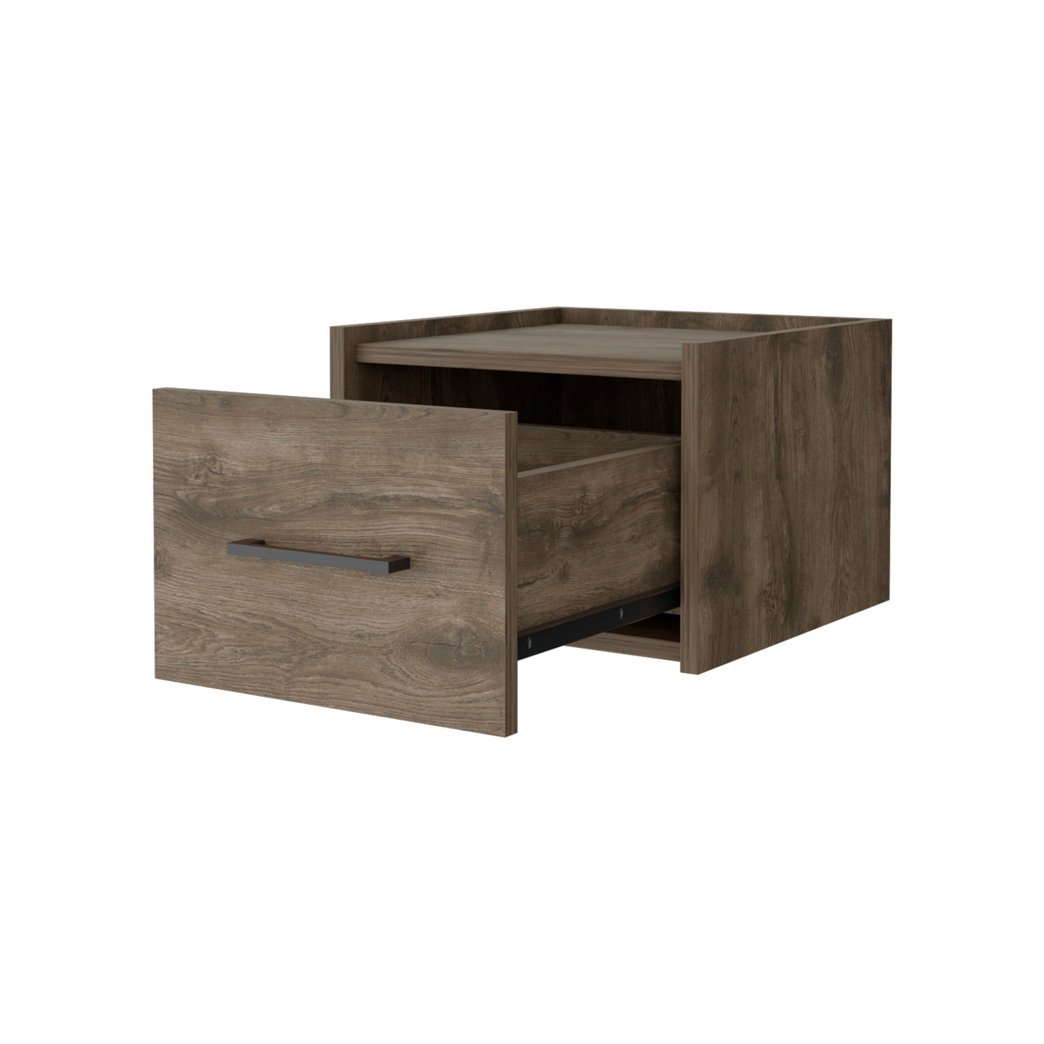 10" Brown Wood One Drawer Floating Nightstand - GreatEagleInc