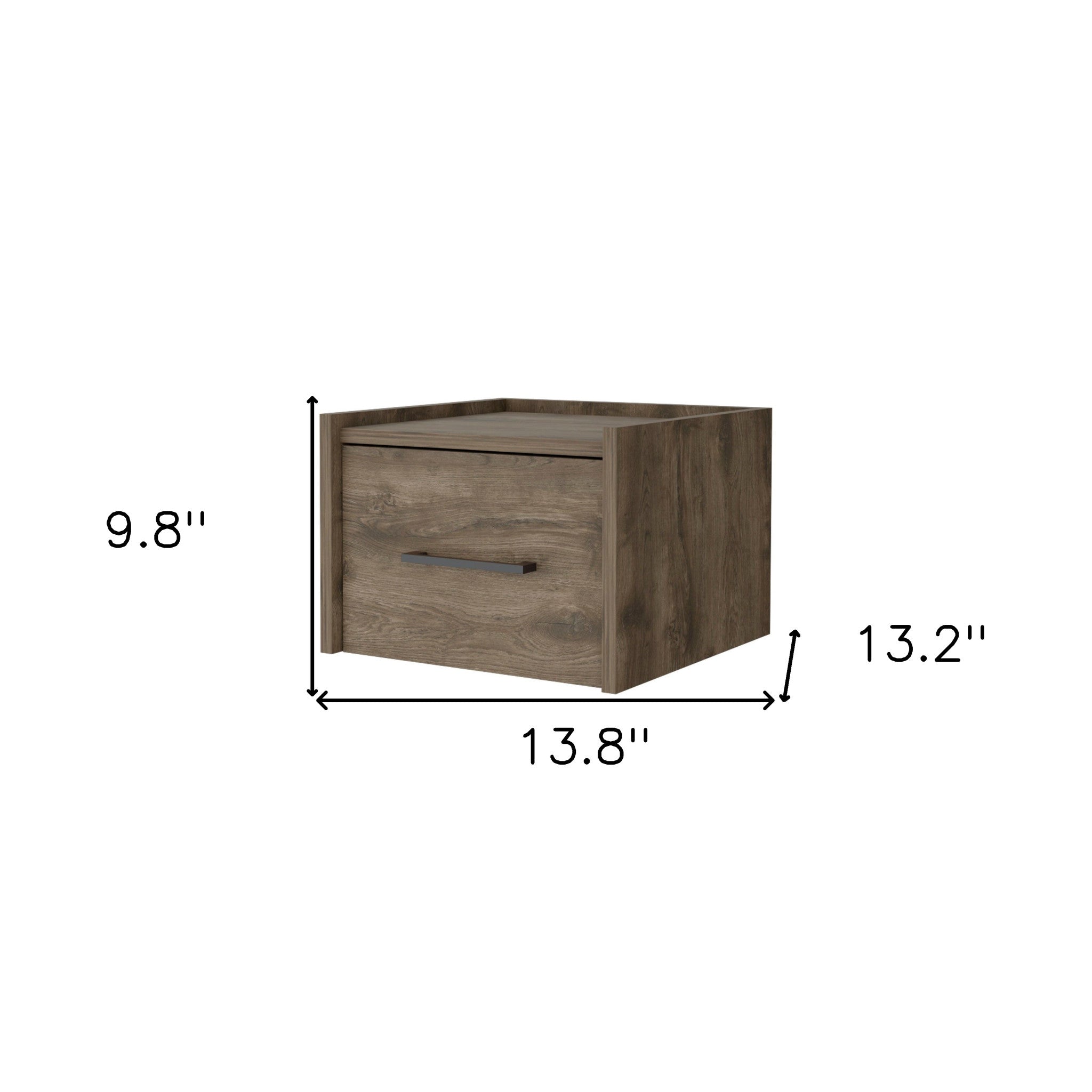 10" Brown Wood One Drawer Floating Nightstand - GreatEagleInc