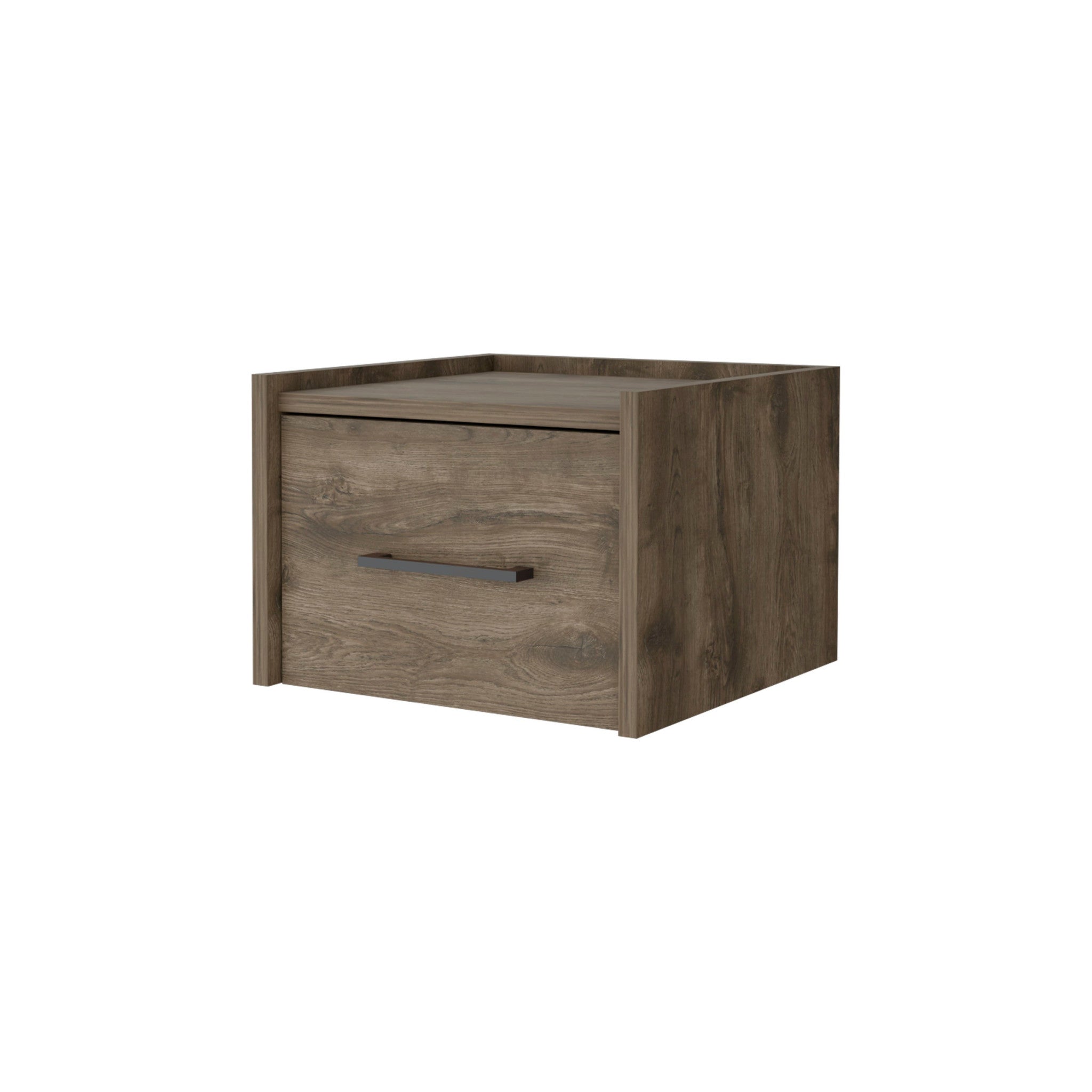 10" Brown Wood One Drawer Floating Nightstand - GreatEagleInc