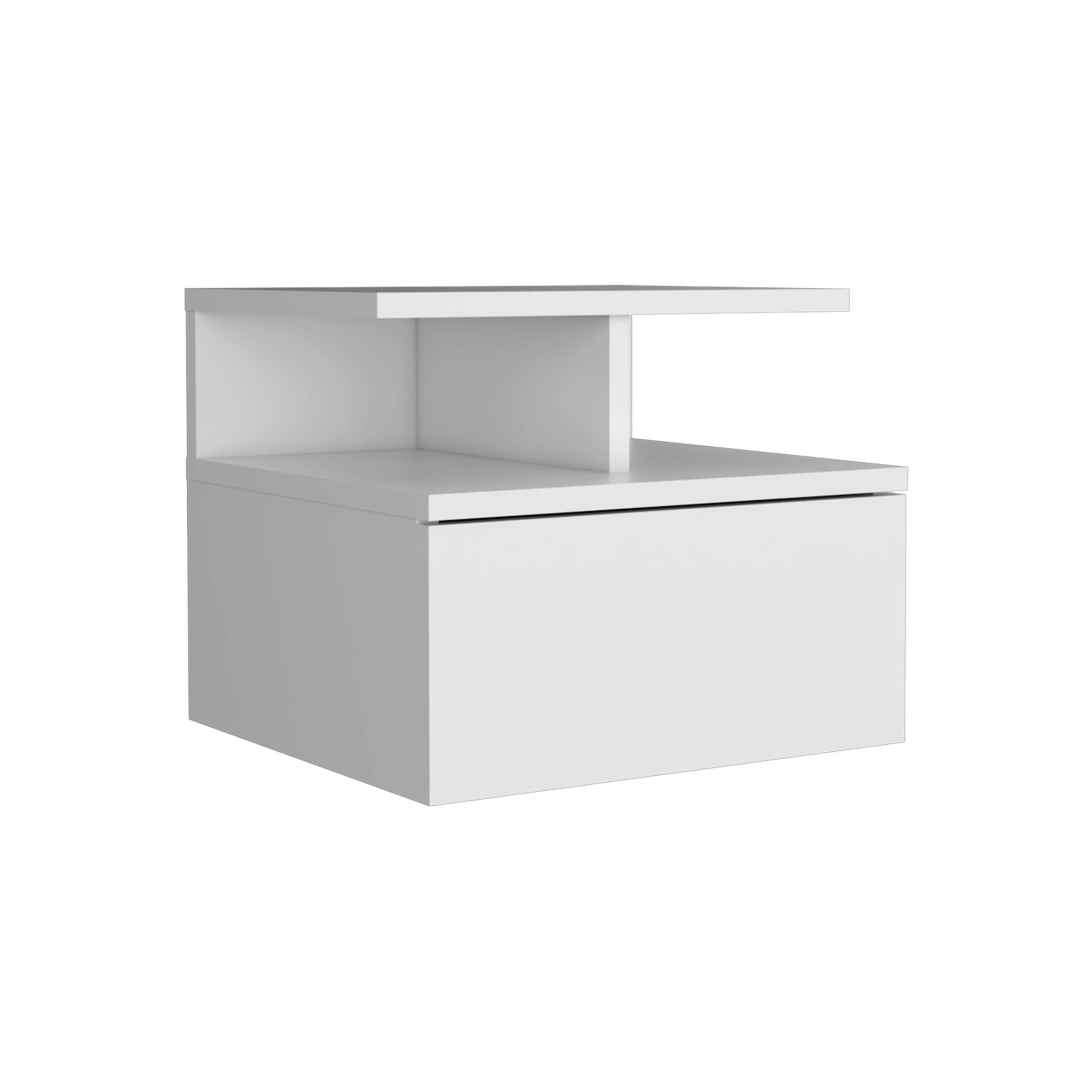12" White Wood One Drawer Floating Nightstand - Bed & Bath