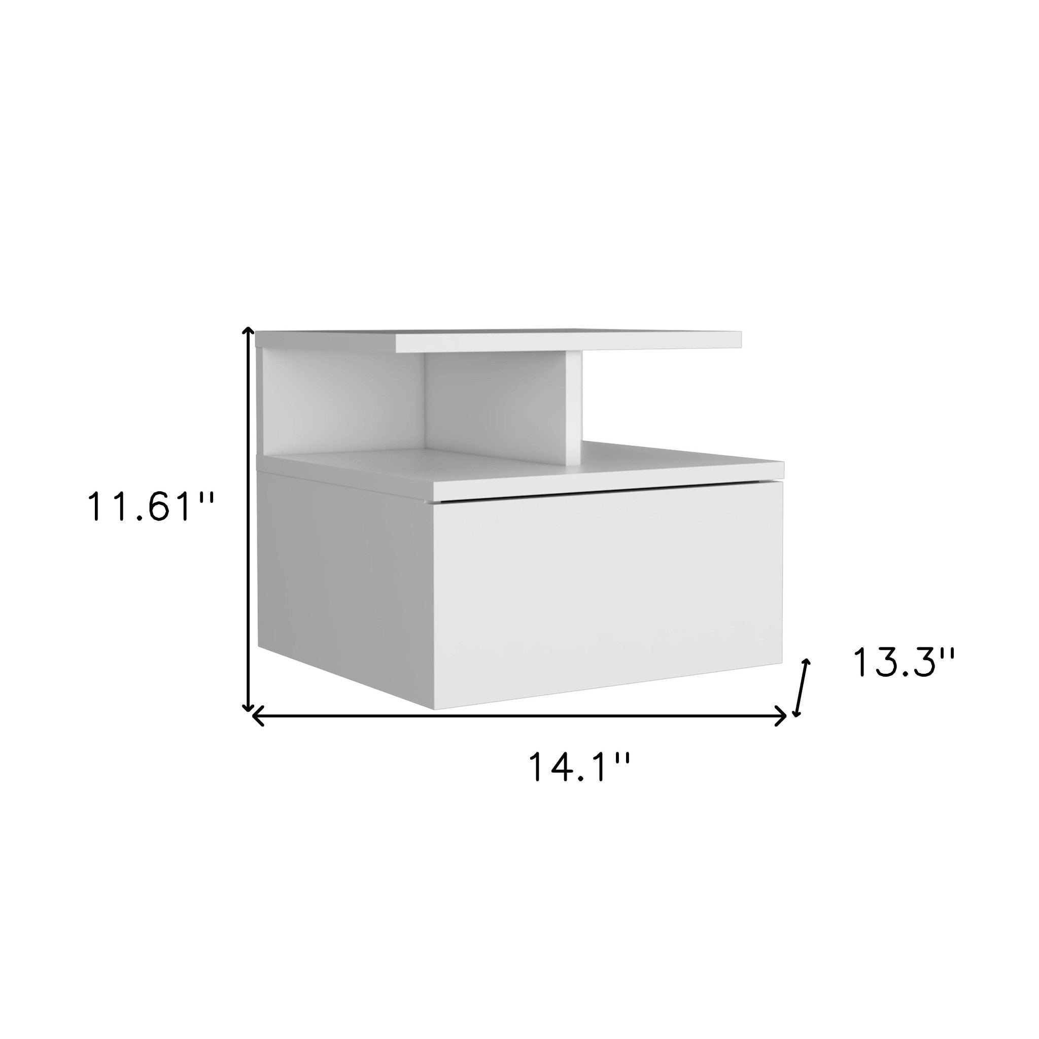 12" White Wood One Drawer Floating Nightstand - Bed & Bath