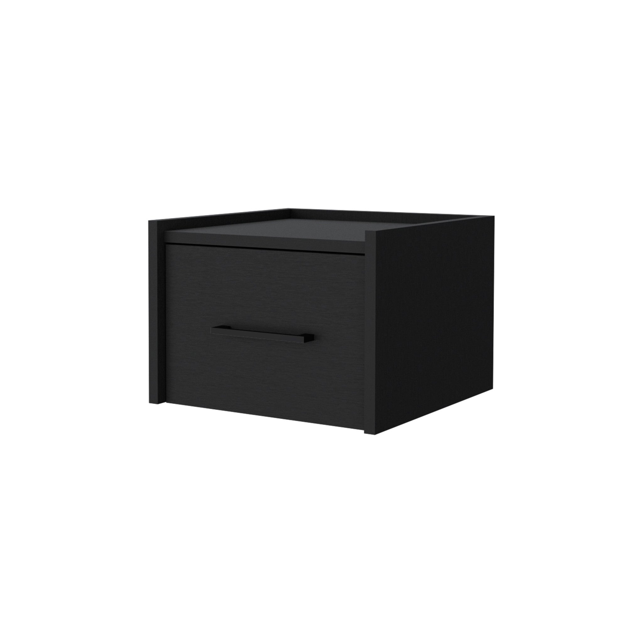 10" Black Wood One Drawer Floating Nightstand - GreatEagleInc