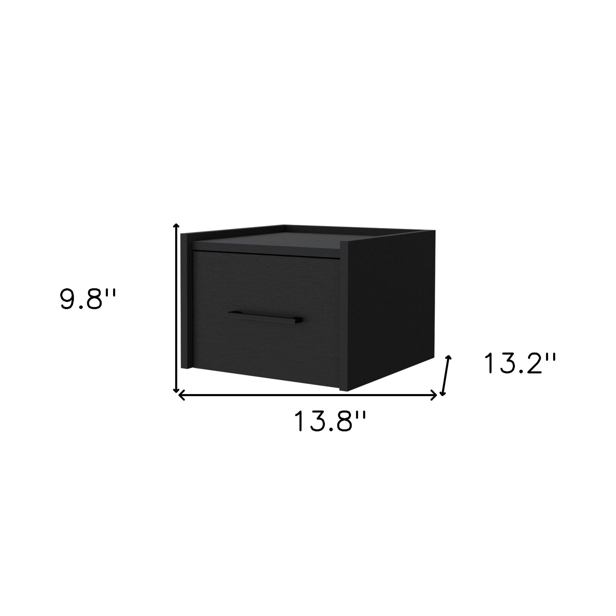 10" Black Wood One Drawer Floating Nightstand - GreatEagleInc