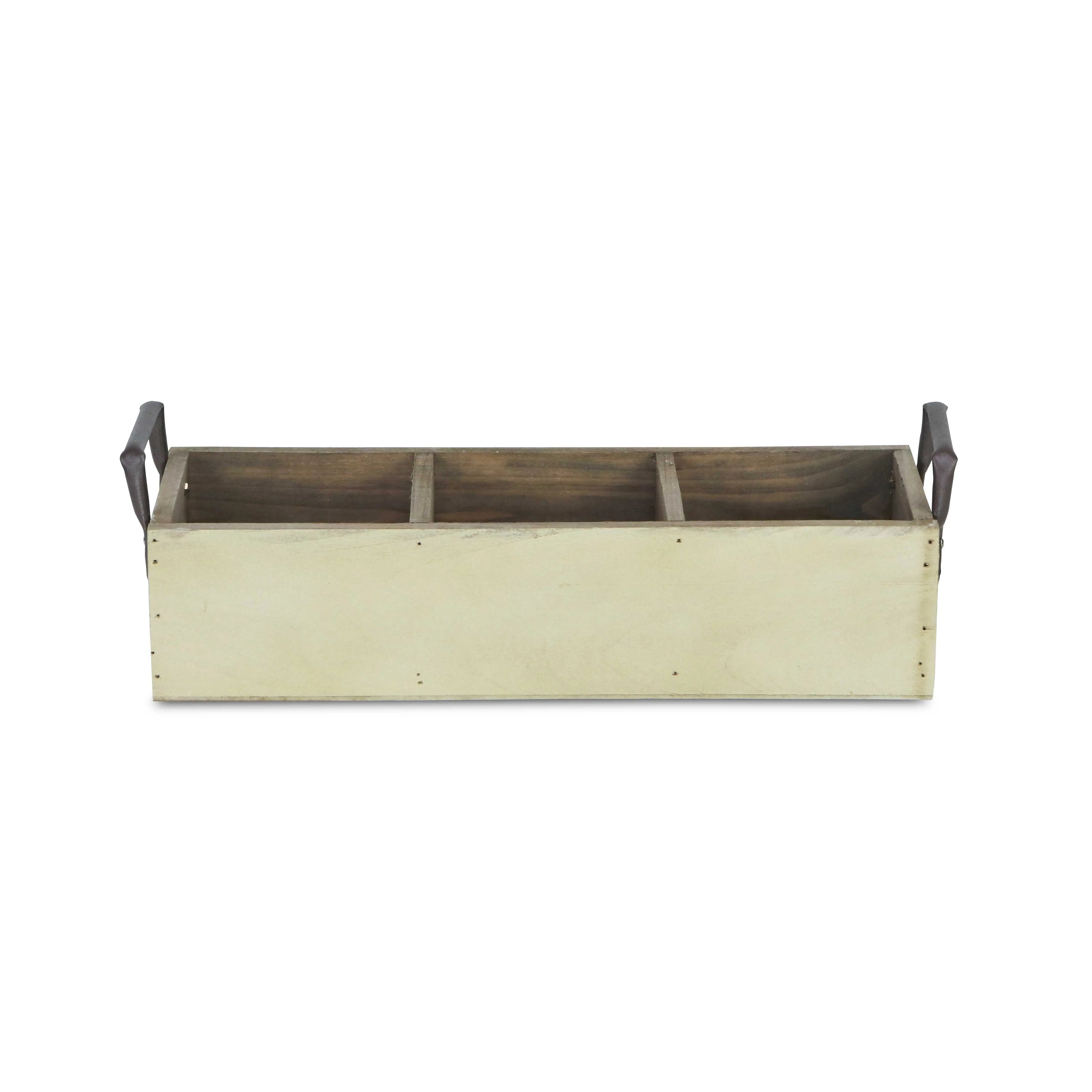 15" Antiqued White Galvanized Solid Wood And Metal Organizing Box Homeroots Office