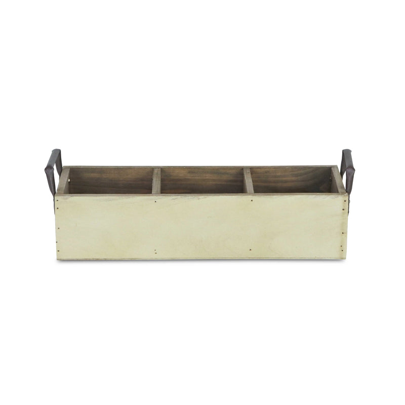 15" Antiqued White Galvanized Solid Wood And Metal Organizing Box Homeroots Office