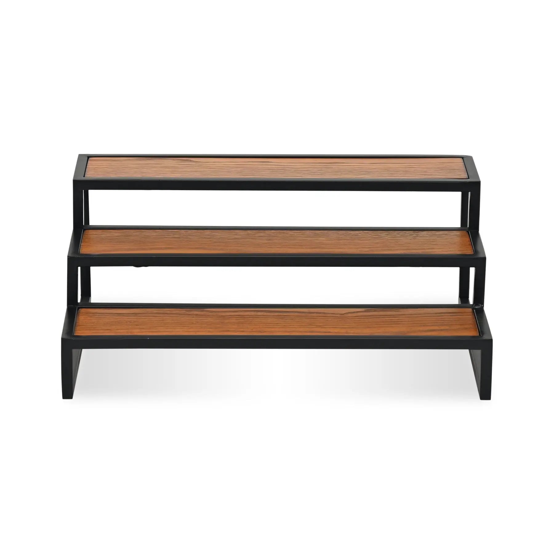 15" Black And Brown Metal And Solid Wood Handmade Three Tier Tray Homeroots Kitchen & Dining
