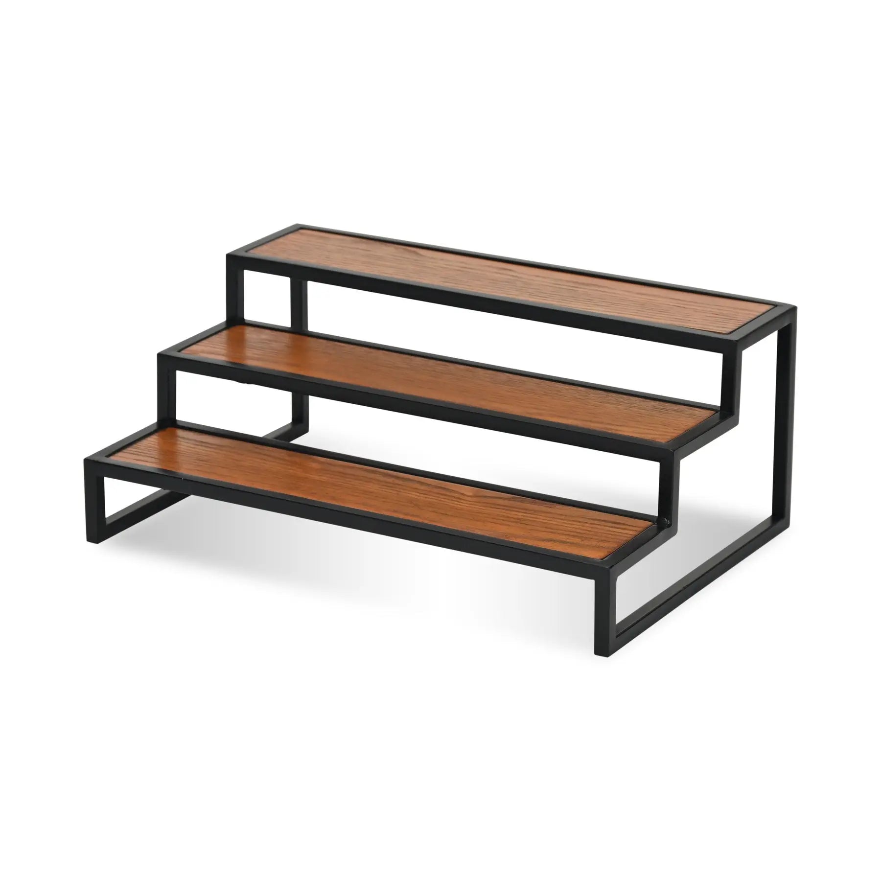 15" Black And Brown Metal And Solid Wood Handmade Three Tier Tray Homeroots Kitchen & Dining